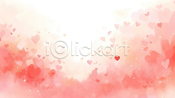사랑 사람없음 JPG 일러스트 백그라운드 분홍색 수채화(물감) 코랄 파스텔톤 하트