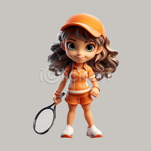 성인 성인여자한명만 여자 한명 3D PSD 편집이미지 3D캐릭터 들기 잡기 테니스 테니스라켓 테니스복 테니스선수