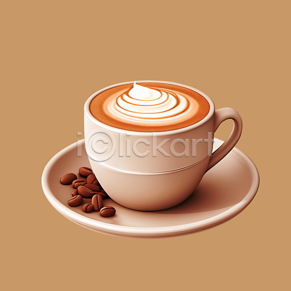 사람없음 3D 3D아이콘 PSD 디지털합성 아이콘 가을(계절) 갈색 라떼 라떼아트 원두 커피 커피잔