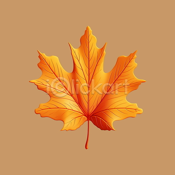 사람없음 3D 3D아이콘 PSD 디지털합성 아이콘 가을(계절) 나뭇잎 낙엽 단풍 잎 주황색