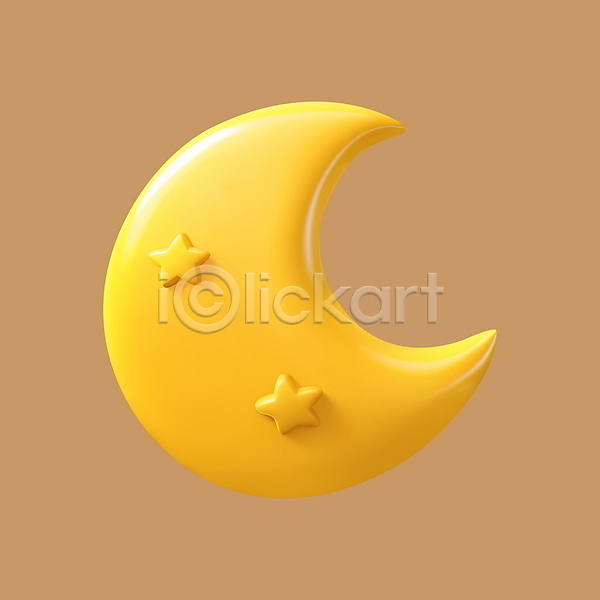사람없음 3D 3D아이콘 PSD 디지털합성 아이콘 가을(계절) 노란색 달 초승달
