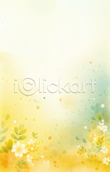 감성 사람없음 JPG 일러스트 꽃 노란색 백그라운드 수채화(물감) 추상 풀(식물)