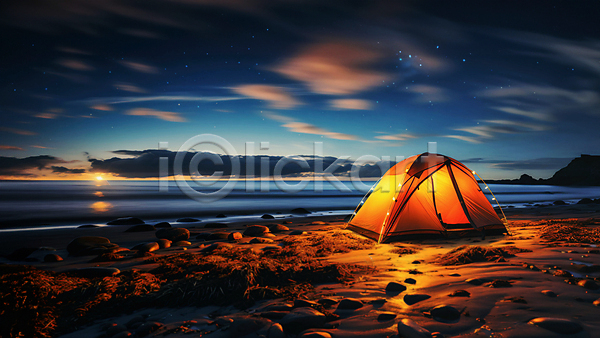 사람없음 JPG 편집이미지 구름(자연) 바위(돌) 밤하늘 백그라운드 별 일몰 자연 캠핑 텐트 풍경(경치) 해변