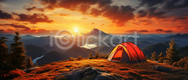 사람없음 JPG 편집이미지 구름(자연) 나무 바위(돌) 백그라운드 산 산등성이 일몰 자연 정상 캠핑 태양 텐트 풍경(경치)