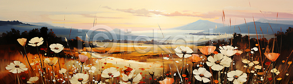 사람없음 JPG 디지털합성 편집이미지 가을(계절) 구름(자연) 바다 붓터치 산 유화 일몰 코스모스(꽃) 태양 풀(식물) 풍경(경치)