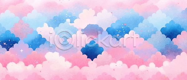 사람없음 JPG 일러스트 구름(자연) 반짝임 백그라운드 번짐 별 분홍색 수채화(물감) 아기자기 추상 키치 파란색 파스텔톤 패턴 퍼즐