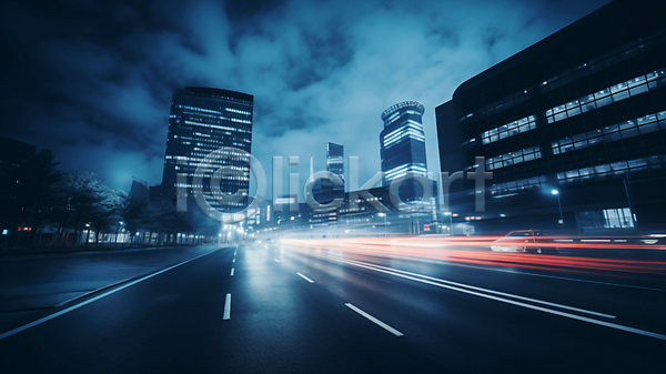 사람없음 JPG 디지털합성 장노출 편집이미지 건물 구름(자연) 도로 도시 빌딩 빛 속도 어둠 자동차 하늘