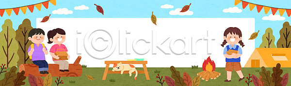 남자 성인 성인만 세명 여자 PSD 일러스트 가랜드 가을(계절) 고양이 낙엽 단풍 들기 바구니 백그라운드 사각형 소풍바구니 장작 전신 캠핑 캠핑장 텐트 통나무의자 풀(식물) 프레임 피크닉테이블 한마리