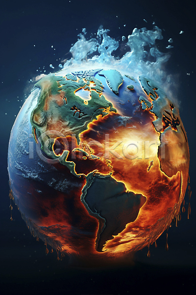 지구온난화 환경오염 사람없음 JPG 편집이미지 기온상승 기후위기 불꽃(불) 얼음 지구