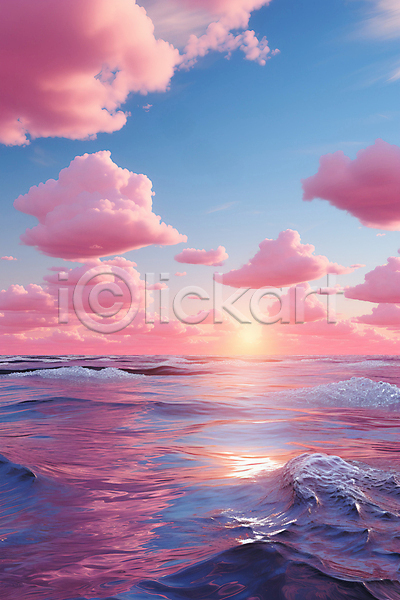 사람없음 JPG 편집이미지 구름(자연) 물결 바다 백그라운드 분홍색 일몰 자연 태양 파도 파란색 풍경(경치) 하늘