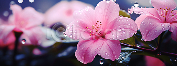 사람없음 JPG 편집이미지 꽃 물방울 배너 백그라운드 벚꽃 분홍색 와이드컷 자연