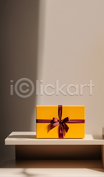 사람없음 JPG 편집이미지 그림자 노란색 리본 선물 선물상자 선반 쇼핑 오브젝트