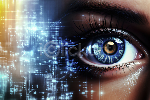 미래 신체부위 JPG 편집이미지 SF 기술 눈(신체부위) 눈동자 디지털 보안 사이버 홀로그램