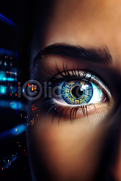 미래 신체부위 JPG 편집이미지 SF 기술 눈(신체부위) 눈동자 디지털 보안 사이버 얼굴 홀로그램