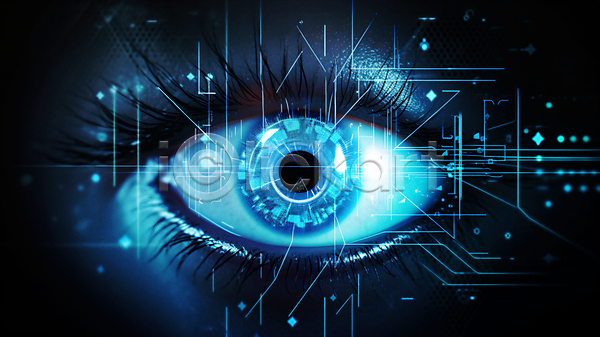 미래 신체부위 JPG 편집이미지 SF 기술 눈(신체부위) 눈동자 디지털 보안 사이버 파란색 홀로그램