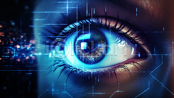 미래 신체부위 JPG 편집이미지 SF 기술 눈(신체부위) 눈동자 디지털 보안 사이버 파란색 홀로그램