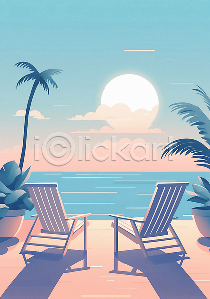 사람없음 JPG 편집이미지 구름(자연) 백그라운드 선베드 야자수 여름(계절) 일몰 태양 포스터 풀(식물) 풍경(경치) 하늘 하늘색 해변