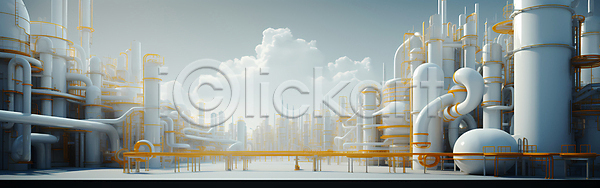 사람없음 JPG 디지털합성 편집이미지 공간 공장 구름(자연) 배너 산업 시설 파이프(관) 하늘 하이테크 흰색