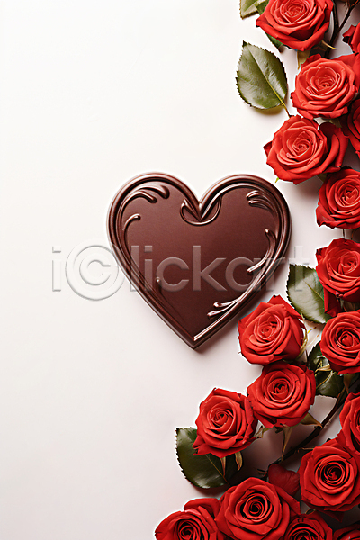 사랑 사람없음 JPG 디지털합성 편집이미지 갈색 꽃 나뭇잎 발렌타인데이 빨간색 장미 초콜릿 하트