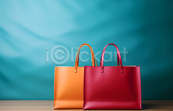 사람없음 JPG 디지털합성 편집이미지 가방 배너 백그라운드 빨간색 쇼핑 쇼핑백 주황색 하늘색 핸드백