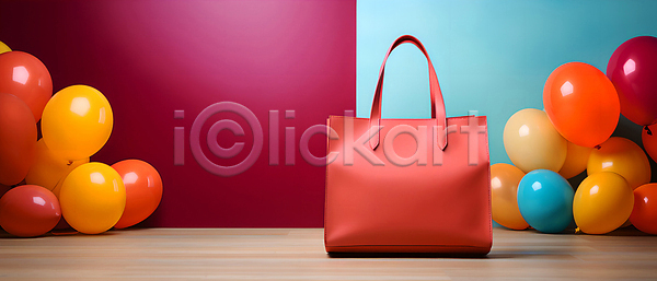 사람없음 JPG 디지털합성 편집이미지 가방 배너 백그라운드 빨간색 쇼핑 쇼핑백 풍선 핸드백