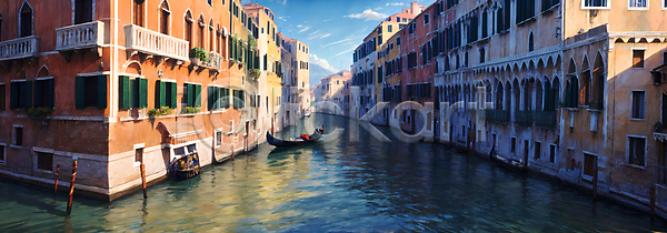 사람없음 JPG 디지털합성 편집이미지 강 건물 배(교통) 백패커 베네치아 여행 풍경(경치) 하늘