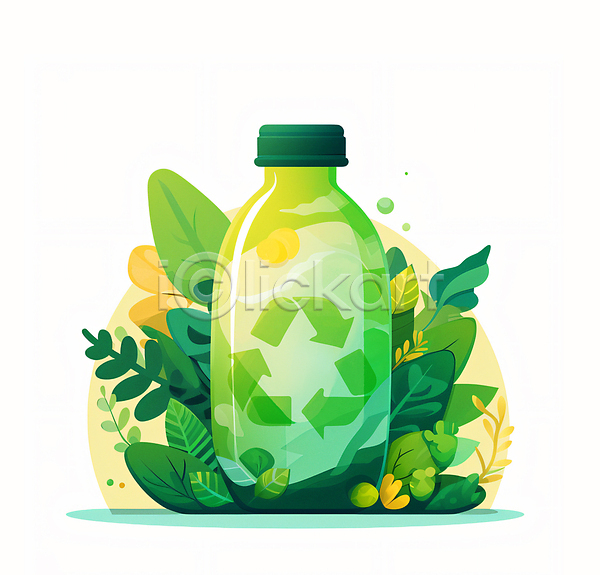 사람없음 JPG 일러스트 나뭇잎 분리수거 쓰레기 에코 자연보호 재활용 초록색 캠페인 페트병 플라스틱