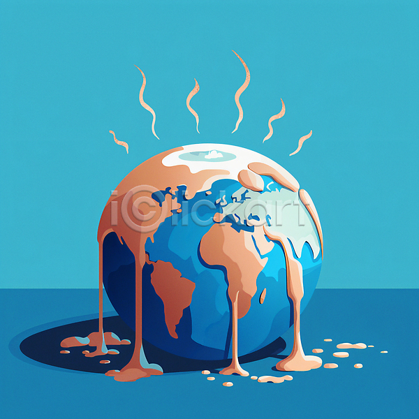 지구온난화 흐름 사람없음 JPG 일러스트 녹음(녹이기) 더위 에코 열 자연보호 지구 캠페인 하늘색