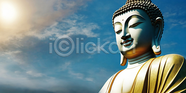 사람없음 JPG 편집이미지 구름(자연) 동상 부처 불교 불교용품 불상 하늘 햇빛