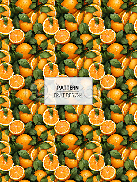 사람없음 PSD 디지털합성 편집이미지 가득함 과일 백그라운드 오렌지 잎 주황색 패턴