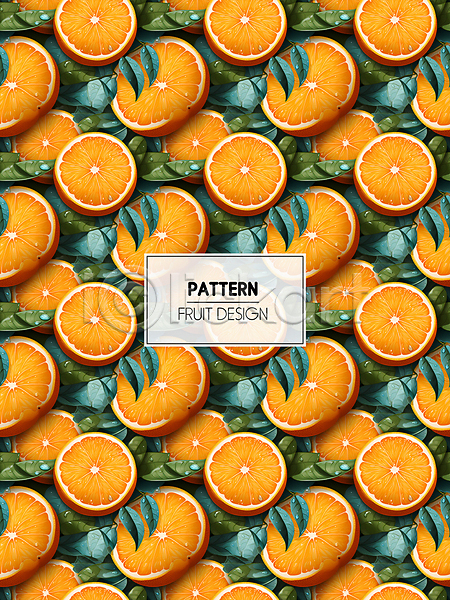 사람없음 PSD 디지털합성 편집이미지 가득함 과일 백그라운드 오렌지 잎 주황색 패턴
