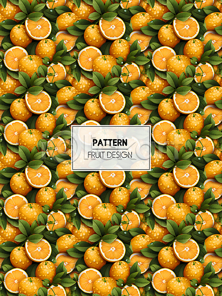 사람없음 PSD 디지털합성 편집이미지 가득함 과일 물방울 백그라운드 오렌지 잎 주황색 패턴