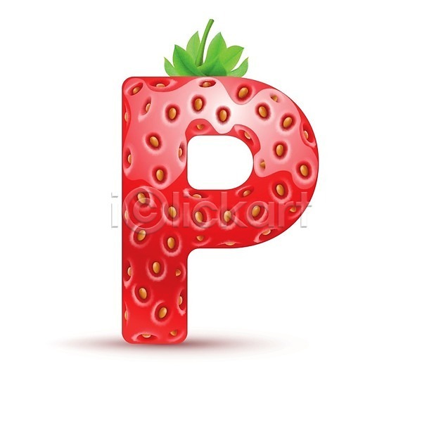 사람없음 EPS 일러스트 해외이미지 P 대문자 딸기 맛있는 모양 빨간색 알파벳 텍스트 해외202004