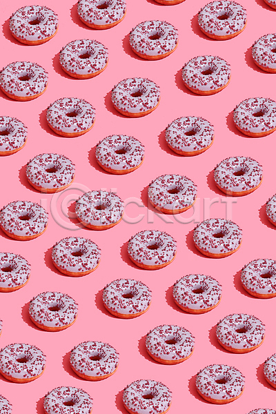 달콤 사람없음 JPG 포토 하이앵글 해외이미지 도넛 백그라운드 분홍색배경 패턴 해외202309