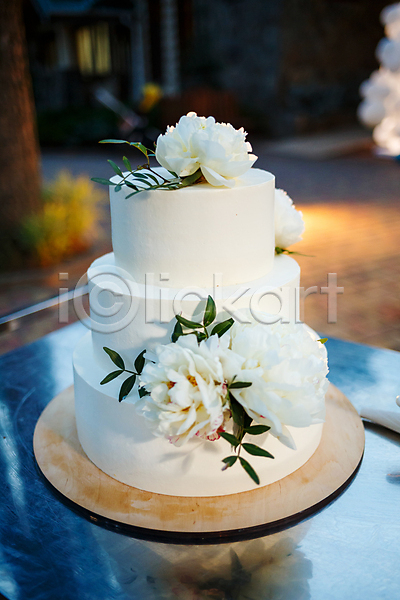 축하 사람없음 JPG 포토 해외이미지 결혼식 꽃 웨딩케이크 장식 케이크스탠드 풀잎 해외202309 흰배경