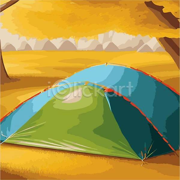 사람없음 EPS 실루엣 일러스트 해외이미지 나무 여행 캠핑 캠핑장 텐트 풍경(경치) 해외202309