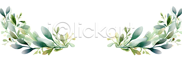 사람없음 JPG 편집이미지 백그라운드 수채화(물감) 유칼립투스 잎 줄기 초록색 풀(식물) 프레임