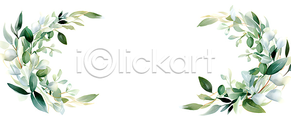 사람없음 JPG 편집이미지 백그라운드 수채화(물감) 유칼립투스 잎 줄기 초록색 풀(식물) 프레임