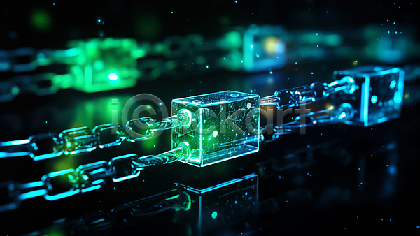 사람없음 JPG 편집이미지 디지털 디지털백그라운드 반짝임 보안 블록체인 빛 사이버 쇠사슬 연결 초록색 큐브