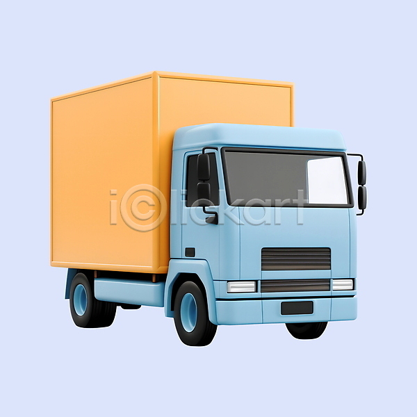 사람없음 3D 3D아이콘 PSD 디지털합성 아이콘 오브젝트 온라인쇼핑 탑차 트럭 하늘색 화물트럭