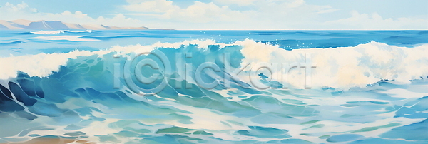 사람없음 JPG 일러스트 구름(자연) 물결 바다 백그라운드 자연 파도 파란색 풍경(경치)