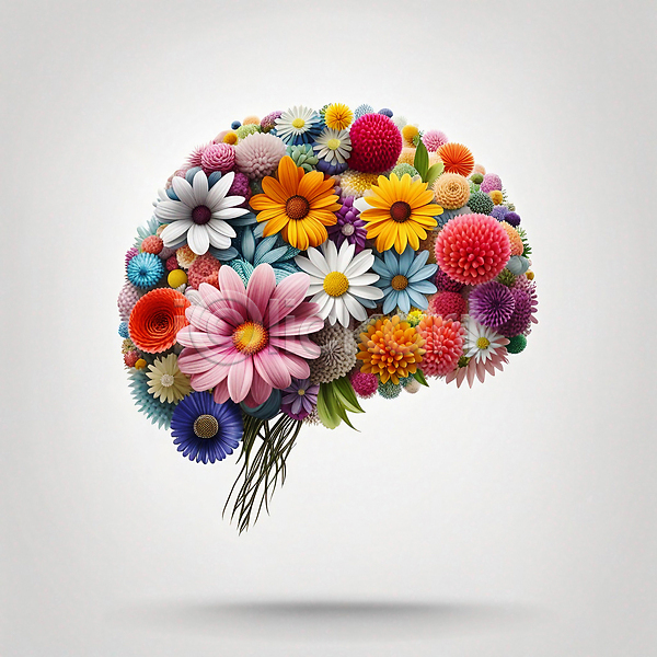 화려 사람없음 JPG 디지털합성 편집이미지 건강 꽃 뇌 신경기관 잎