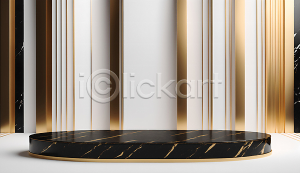 사람없음 3D JPG 편집이미지 검은색 공간 금색 단상 대리석 목업 백그라운드 원형 포디움 흰색