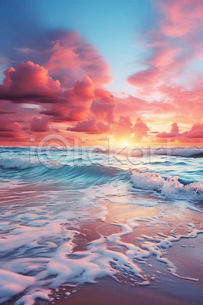 사람없음 JPG 디지털합성 편집이미지 구름(자연) 물결 바다 백그라운드 일출 자연 태양 파도 하늘 해변 햇빛
