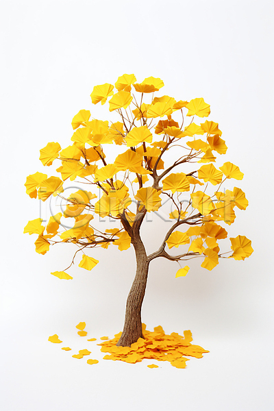 사람없음 JPG 일러스트 노란색 은행나무 은행잎 자연 한그루 환경