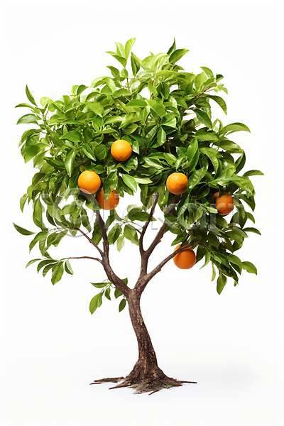 사람없음 JPG 일러스트 나무 오렌지 오렌지나무 자연 초록색 한그루 환경