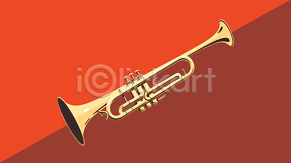 사람없음 JPG 일러스트 공연 밴드(음악) 빨간색 악기 재즈 트럼펫
