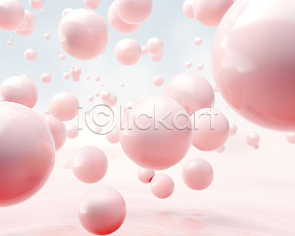 사람없음 3D JPG 디지털합성 편집이미지 광택 그래픽 그래픽백그라운드 물방울 버블 분홍색 원형 입체도형