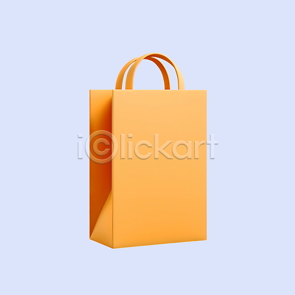 마케팅 사람없음 3D PSD 디지털합성 아이콘 쇼핑 쇼핑백 오브젝트 종이봉투 주황색