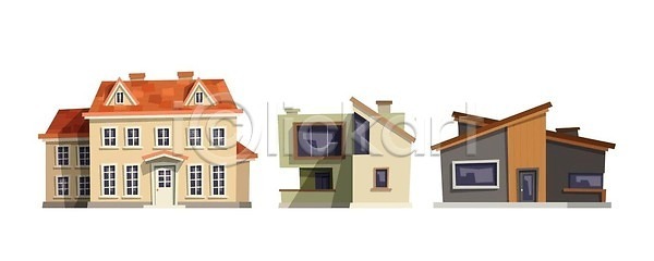 고급 새로움 클래식 EPS 일러스트 해외이미지 건물 건축양식 교외 궁전 그림자 디자인 마을 목재 문 뷰티 빌라 세트 수집 스타일 시골집 외관 이웃 재산 주택 지붕 진짜 창문 큼 해외202309 해외일러스트